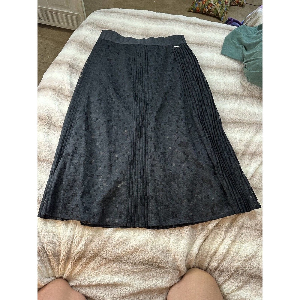 Armani Exchange Double Layered Semi See Through Maxi Skirt Sz 10 EUC Black